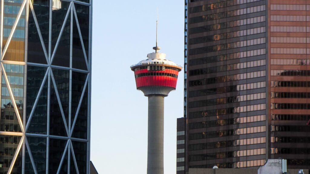 A beautiful view of the Calgary tower - a view that many Calgary tourists come for.