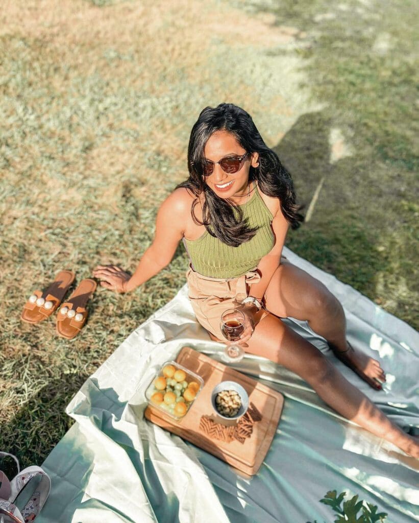 Anchal enjoying one of her favourite date ideas - a picnic on Citadel Hill.