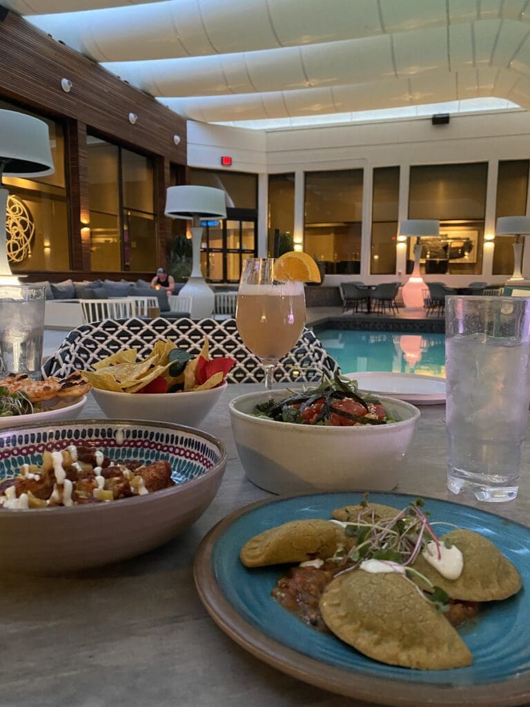Hotel Arts has a year round pool and an amazing poolside menu.