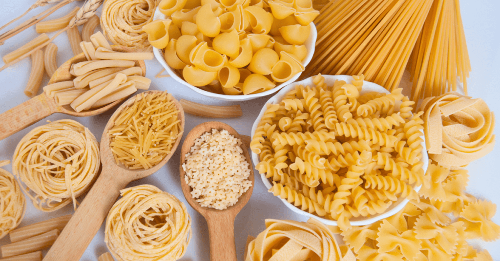 selection of dried pasta