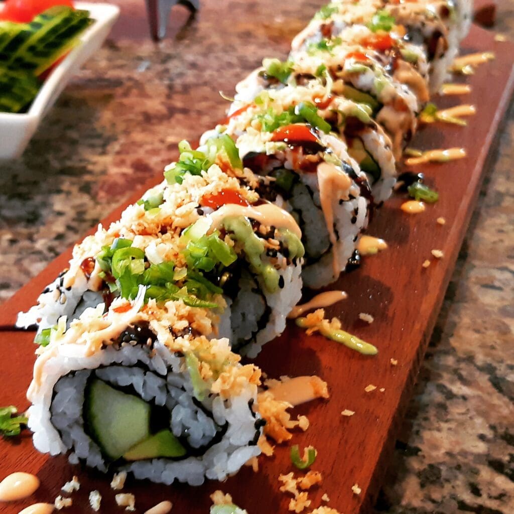 Vegetable Dragon Maki Roll created by Chef Garrin through his cooking classes.