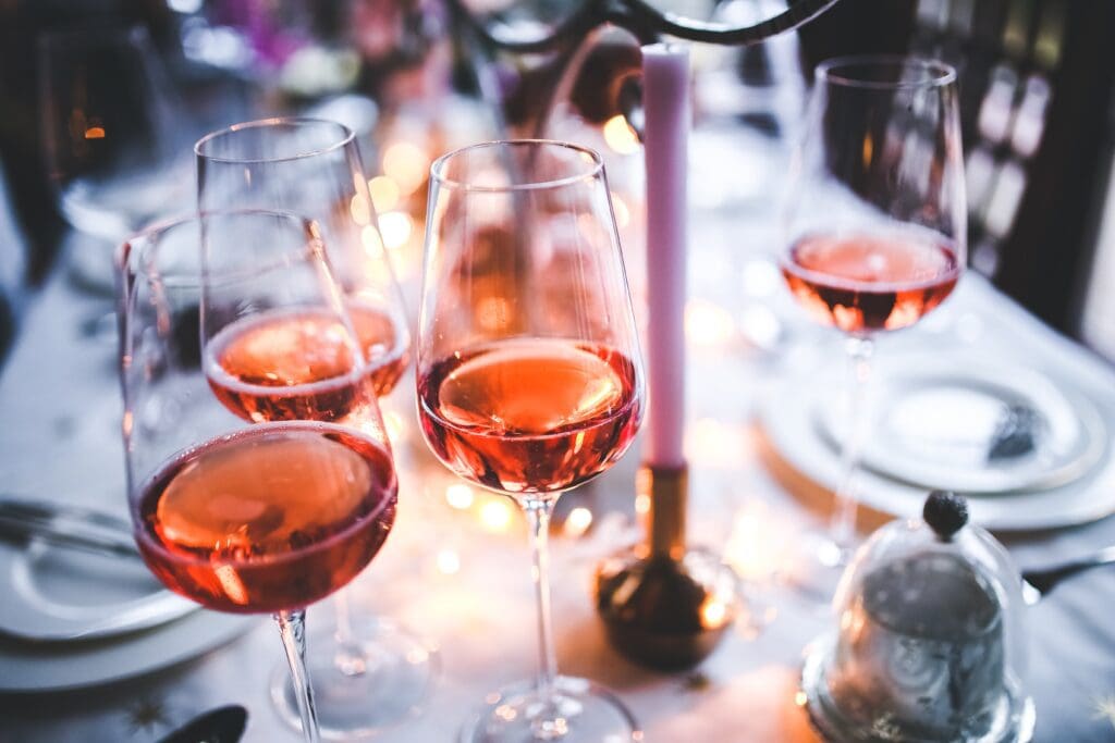 glasses of pink wine