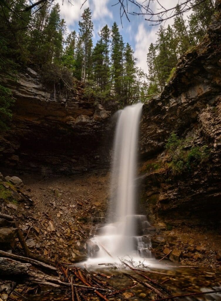 Troll Falls is a great easy hike for finding those Alberta waterfalls