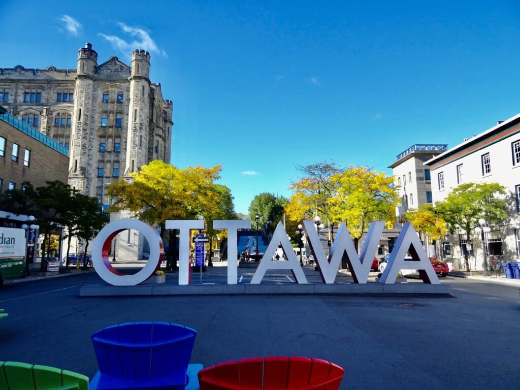 The famous Ottawa sign in the Byward Market during the day.