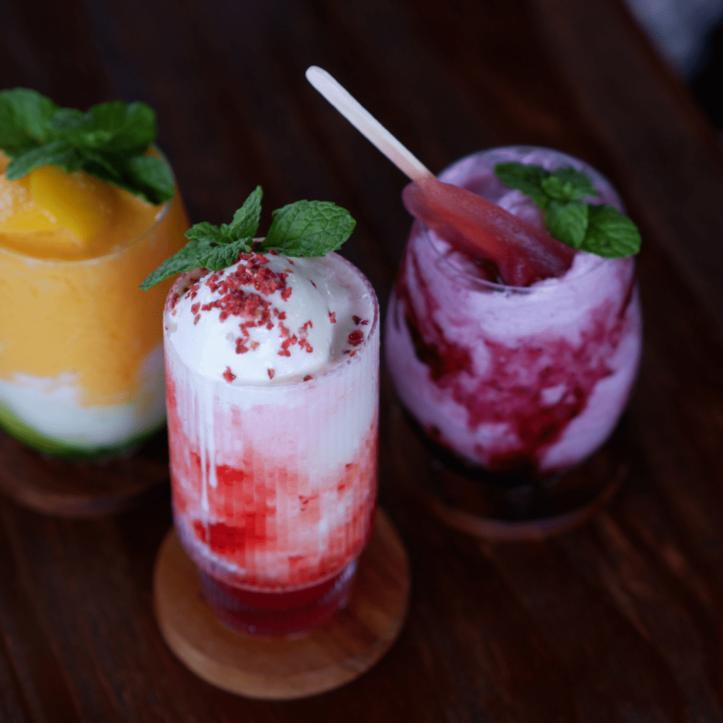Fruity frozen drinks.