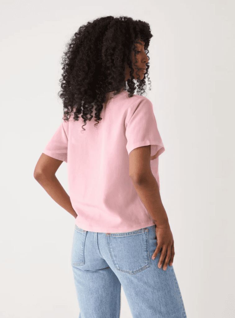 Back of the 'Tie-Up Blouse in Pink' by Frank & Oak.
