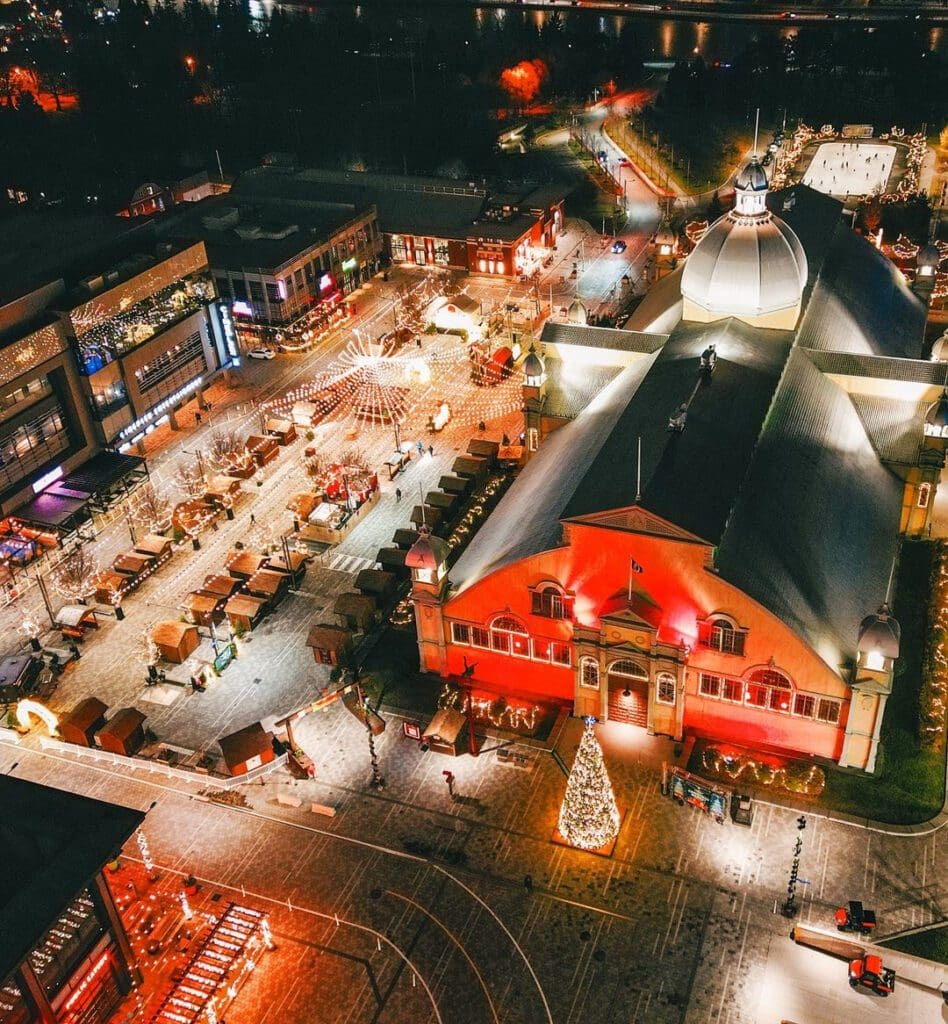 An overhead view of the Ottawa Christmas Market.