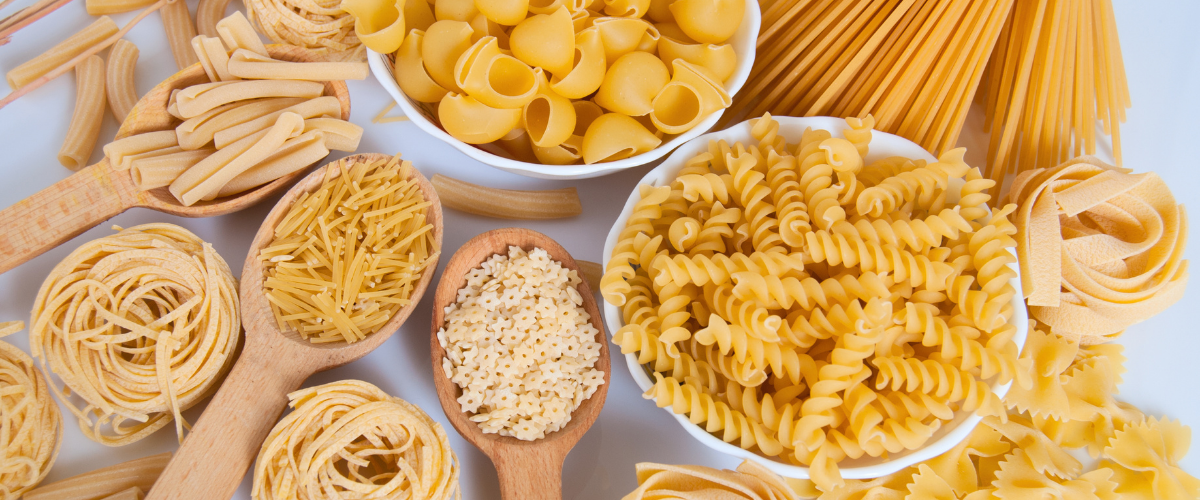 selection of dried pasta