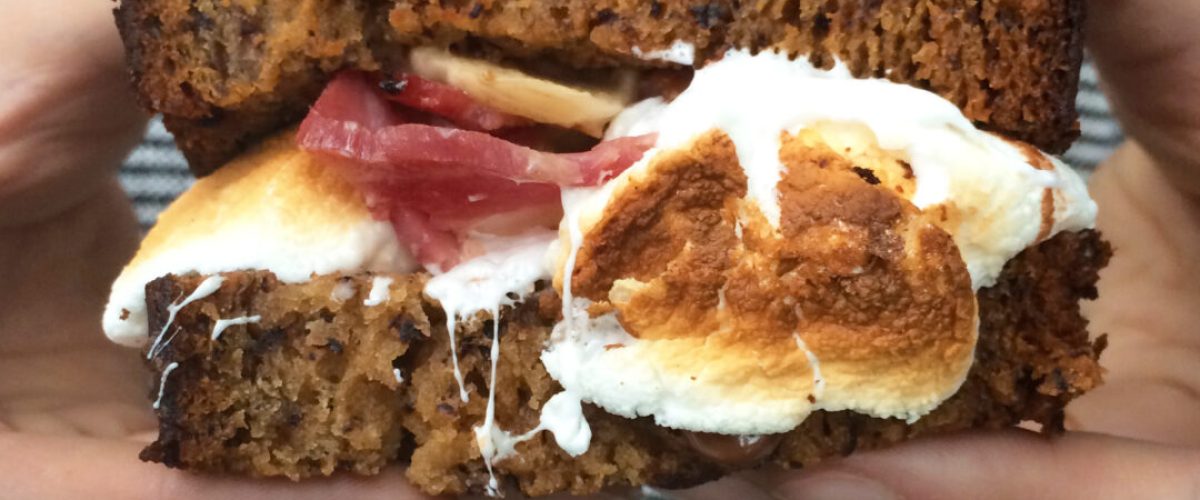 Banana Bread, Sunterra Farms Bacon, Nutella and Marshmallow Sandwich