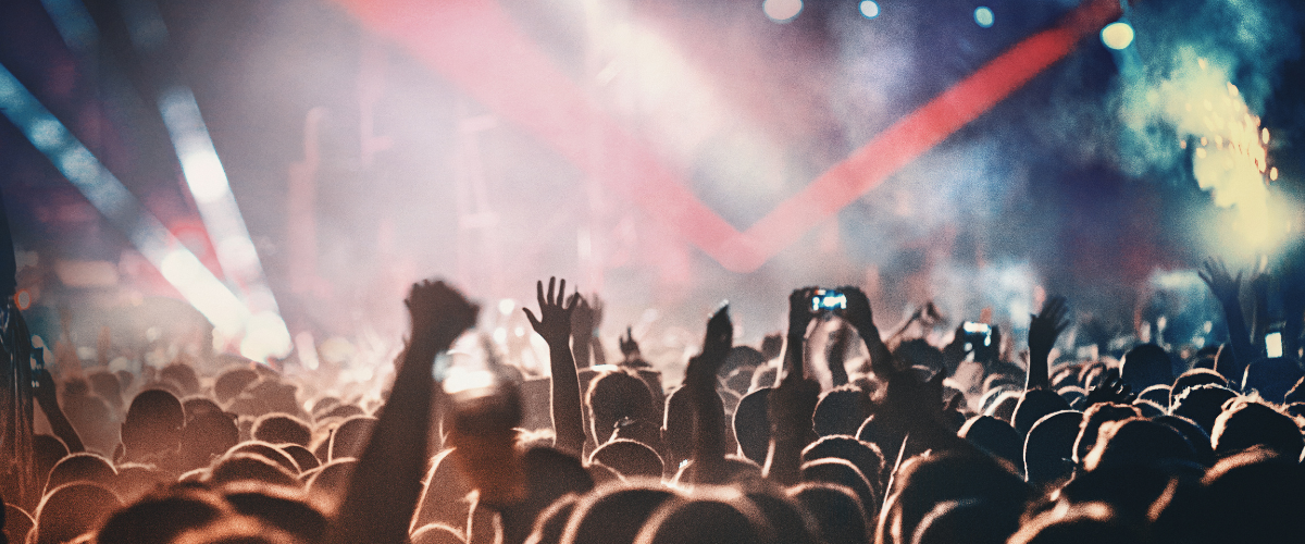 A crowd of people at a concert.