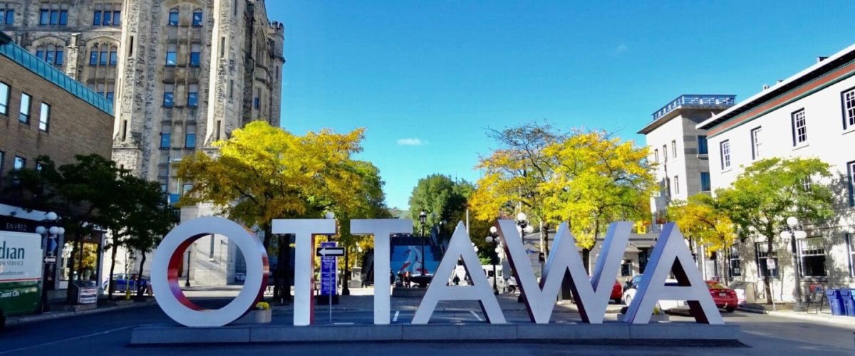 The famous Ottawa sign in the Byward Market during the day.